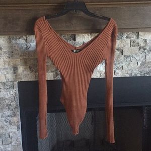 Rust Ribbed Bodysuit